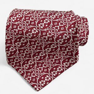 Rhodia Tie Vintage 1970's Wide Polyester Disco Loud Mod Paisley Geometric Red